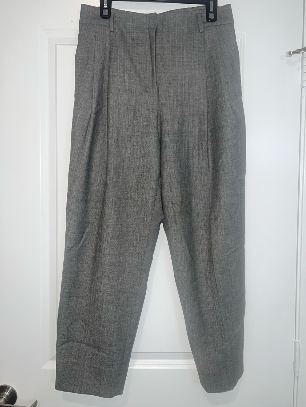 MM Lafleur pleated gray trousers high waist wool blend sz 8